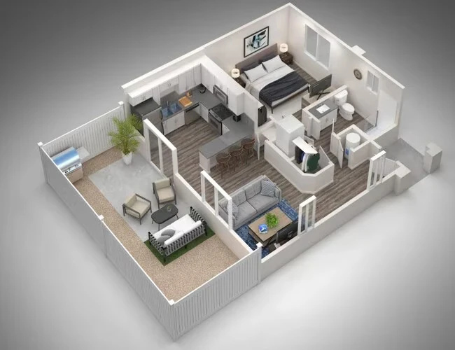 One Bedroom, One Bath 1005 floor plan